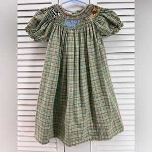 Anavini size 2 animal Plaid Smocked bishop Dress